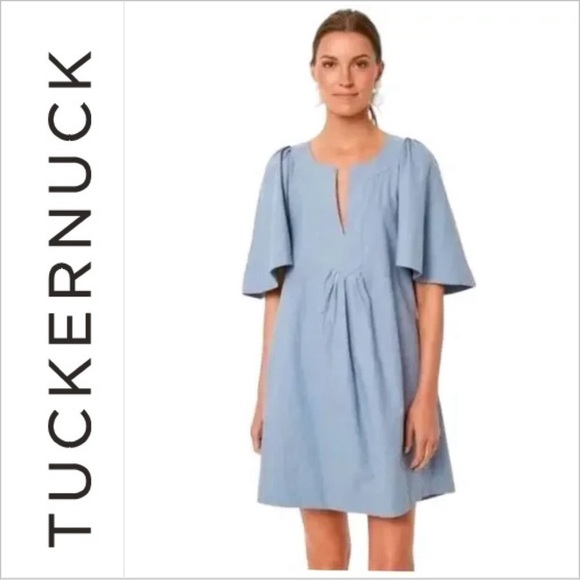 Tuckernuck Pomander  Place Finley Flutter Sleeve  Relaxed Pocket Dress Blue M - Picture 1 of 11